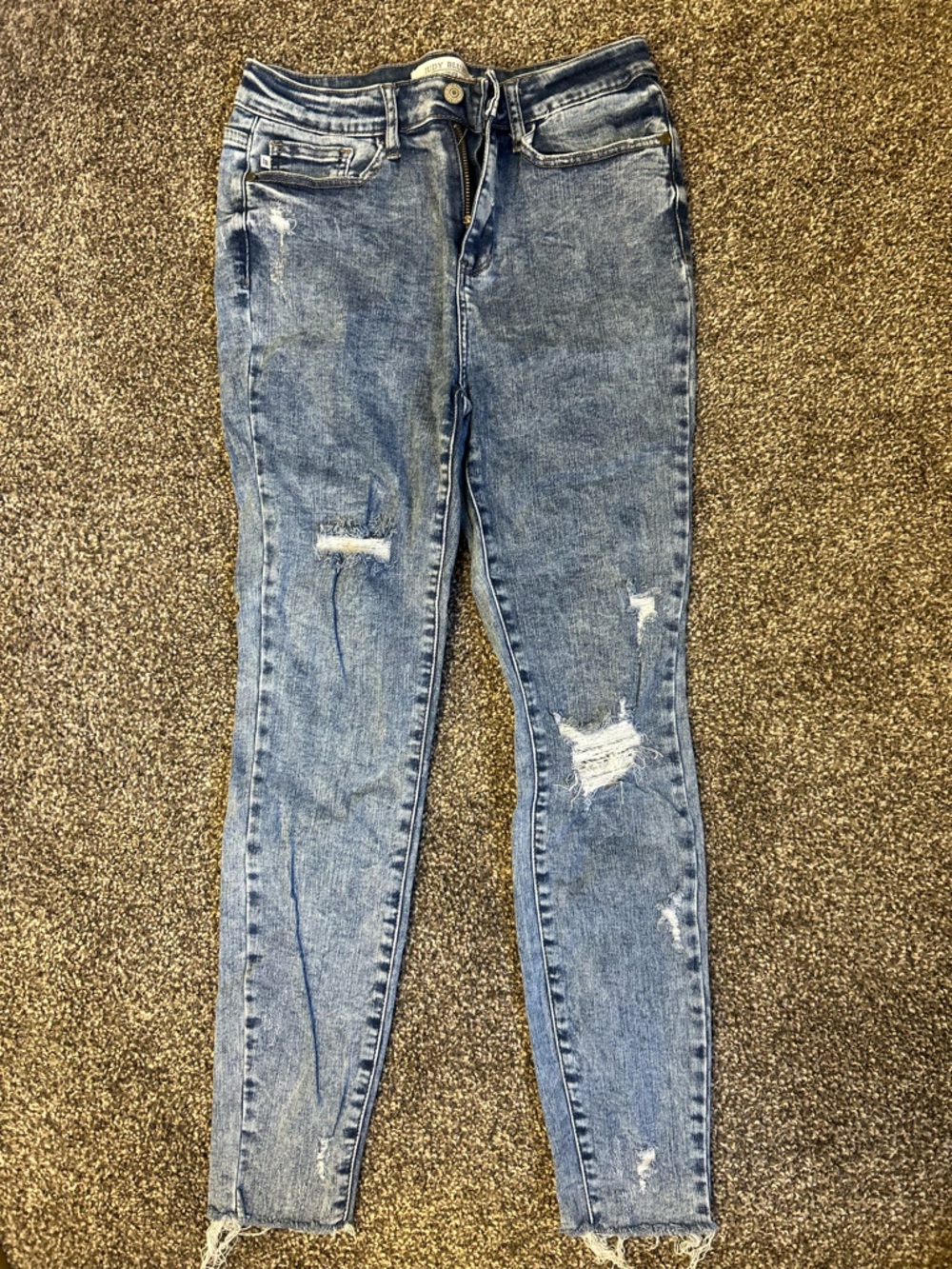 Judy Blue woman’s Light Blue Distressed High-Rise Jeggings NEW Size 27 92 cotton - Picture 2 of 10